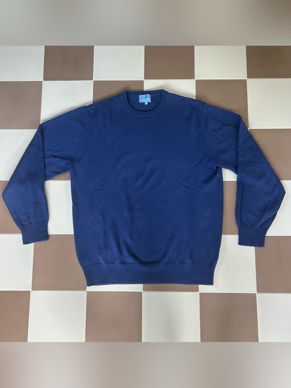 Ben Silver Charleston Blue Cotton Crewneck Sweater Large